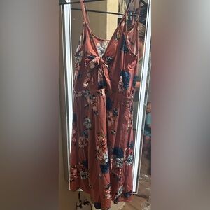 Blush. Floral. Knee length